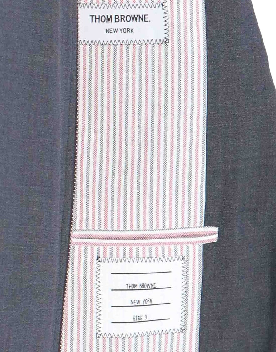 Thom Browne Structured Grey Wool Bomber Jacket With Ribbed Details