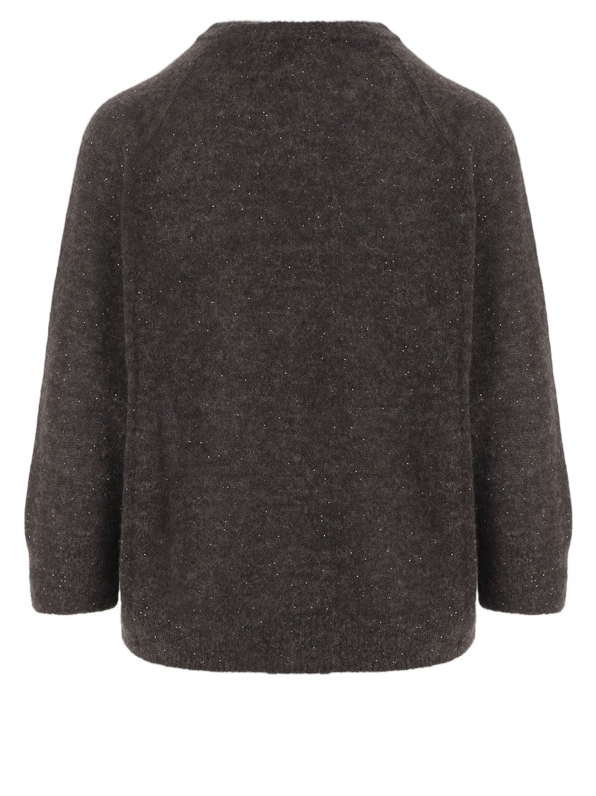Bruno Manetti Dark Brown Alpaca And Wool Sweater With Crew Neck