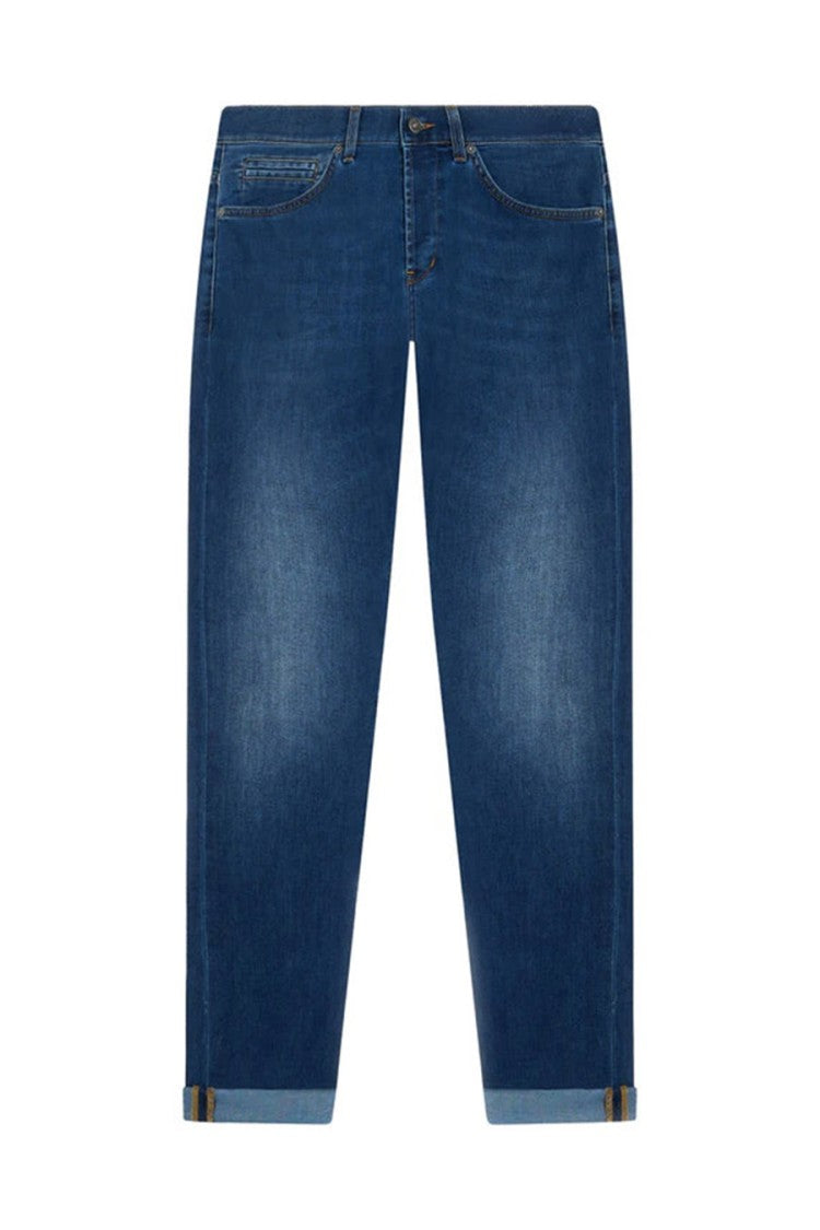 Dondup Blue Denim Cuffed Straight Jeans