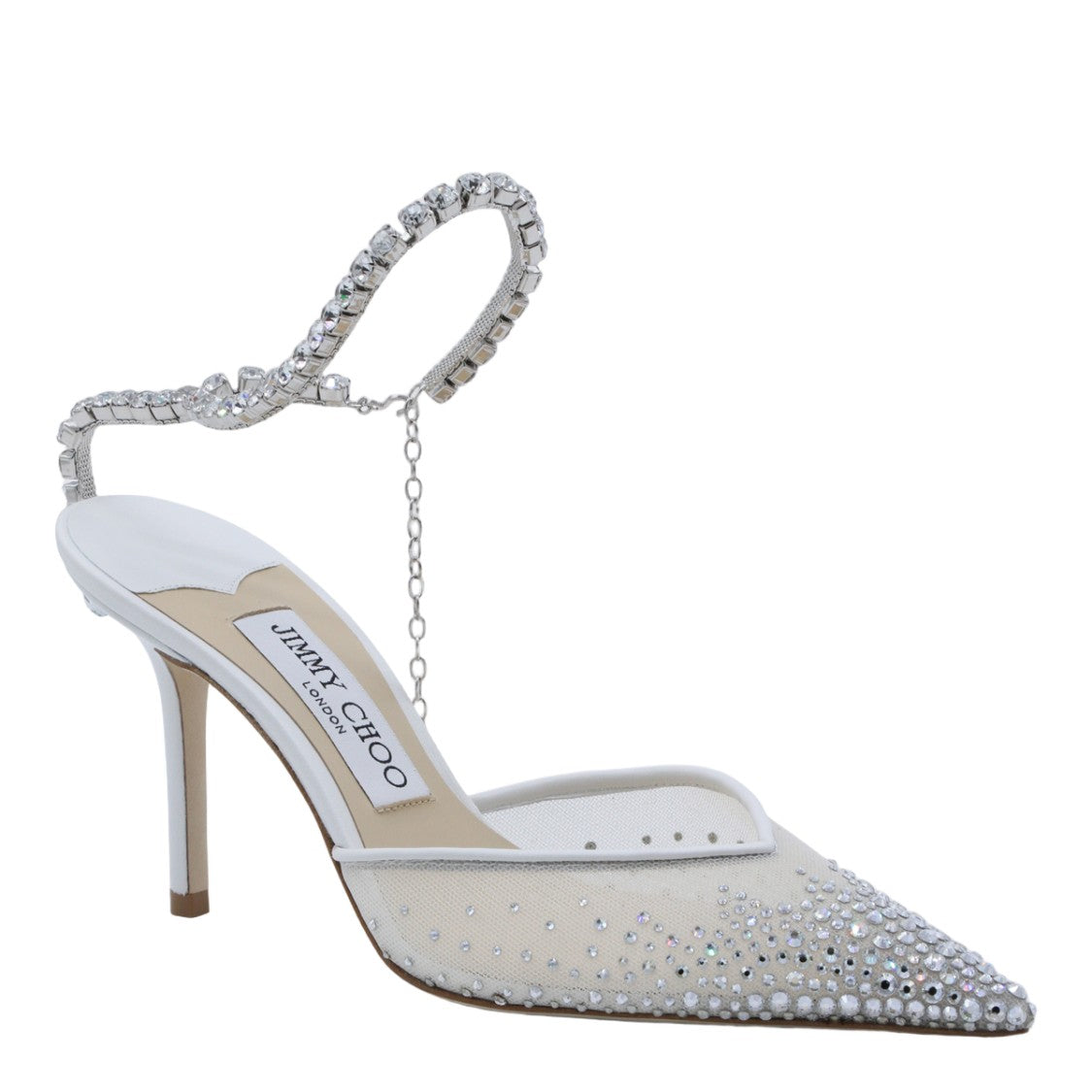 Jimmy Choo Pointed Toe High-Heeled Pumps With Rhinestone Chain