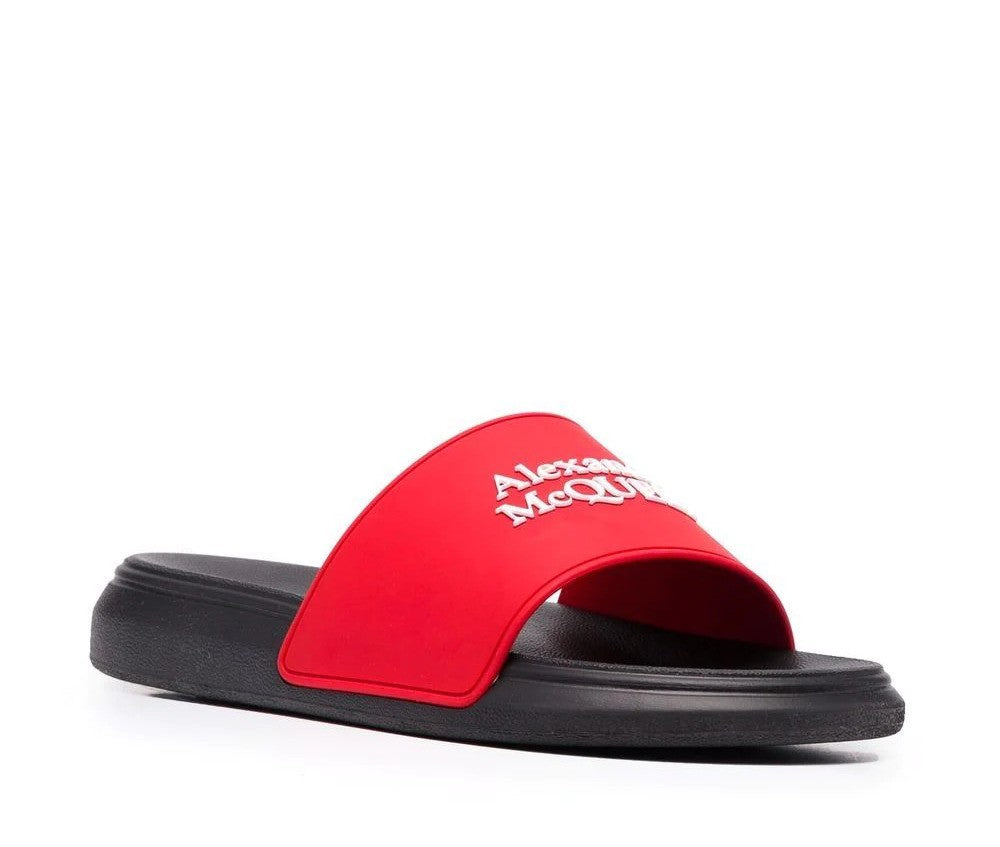 Alexander Mcqueen Logo Printed Slides Sandals