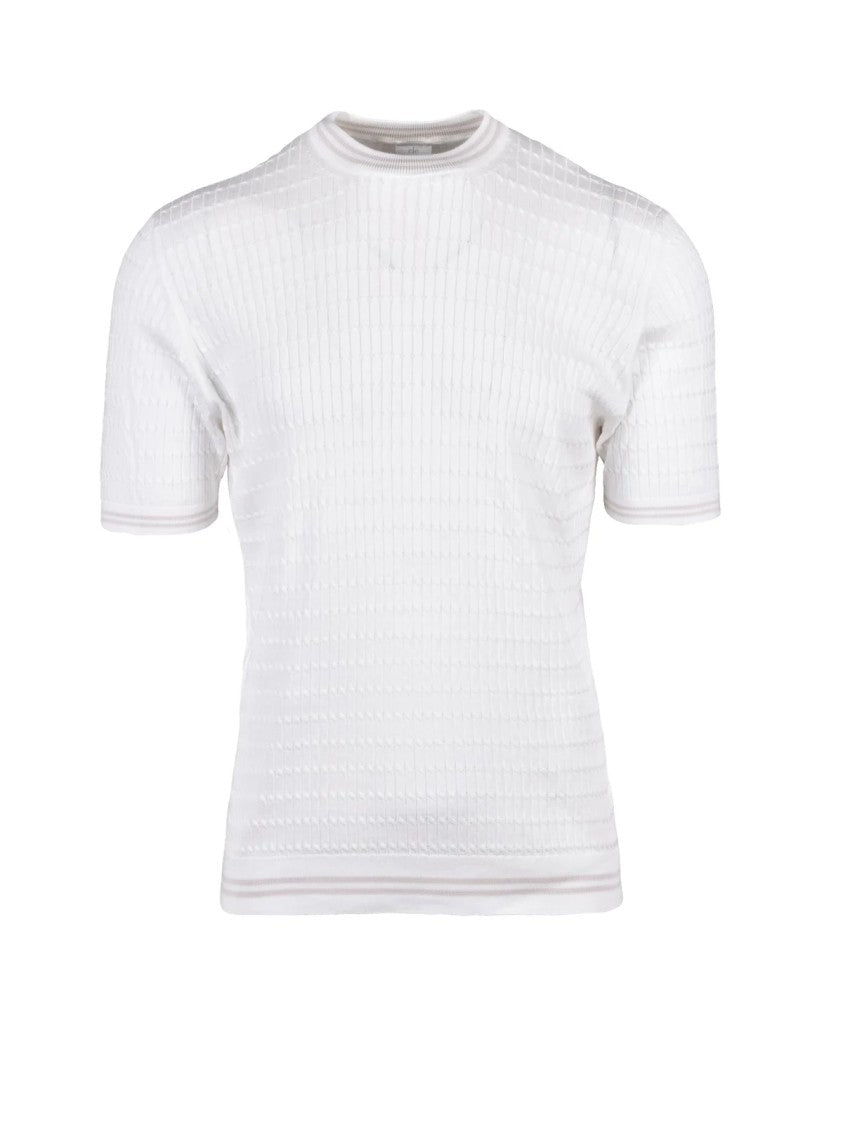 Eleventy White Cotton Crew Neck Underlayer