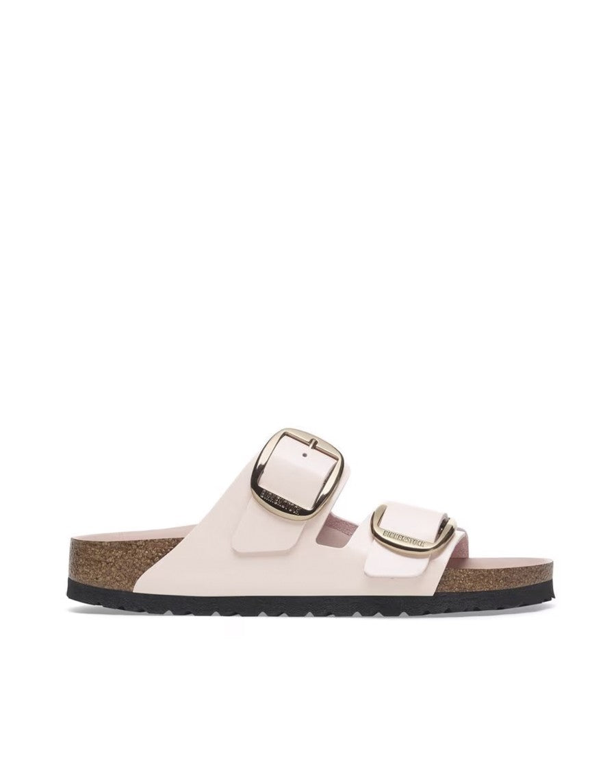 Birkenstock Arizona Big Buckle High-Shine Light Pink Slides - Slim Fit
