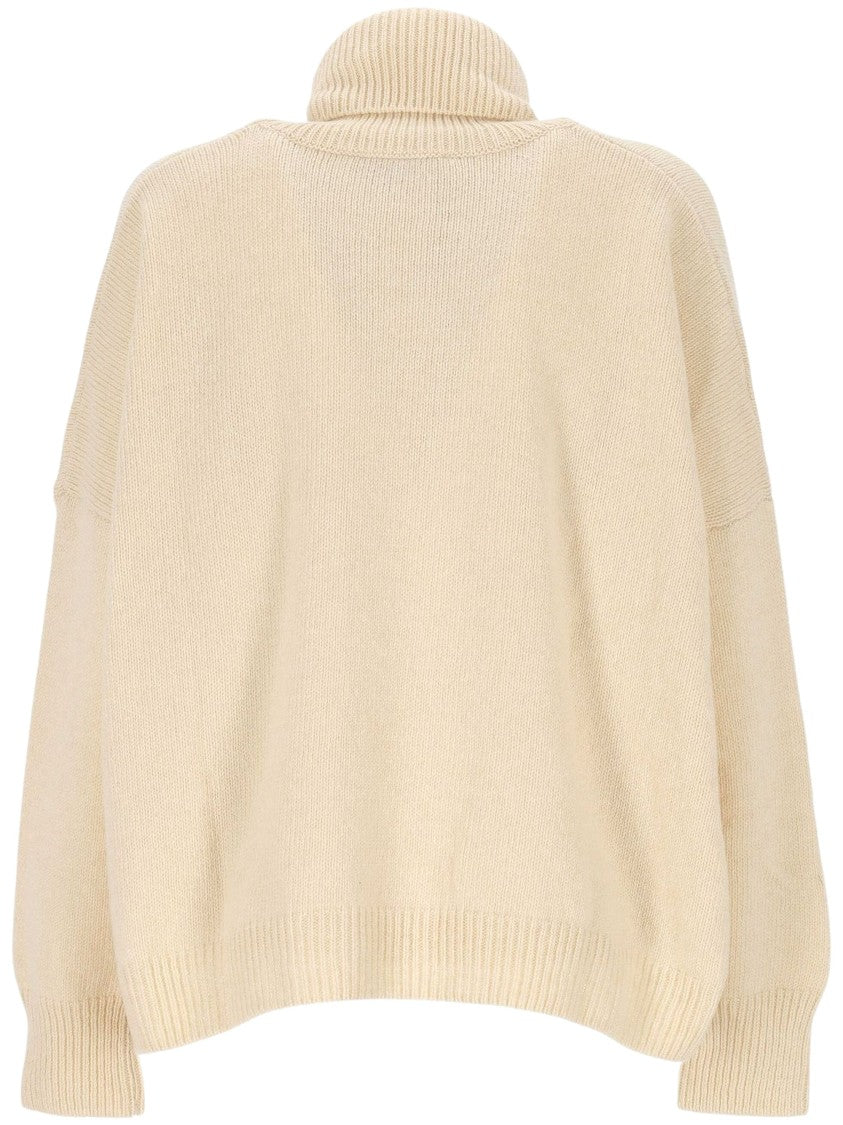 Giada Benincasa Heart Embroidered Oversized Turtleneck Sweater