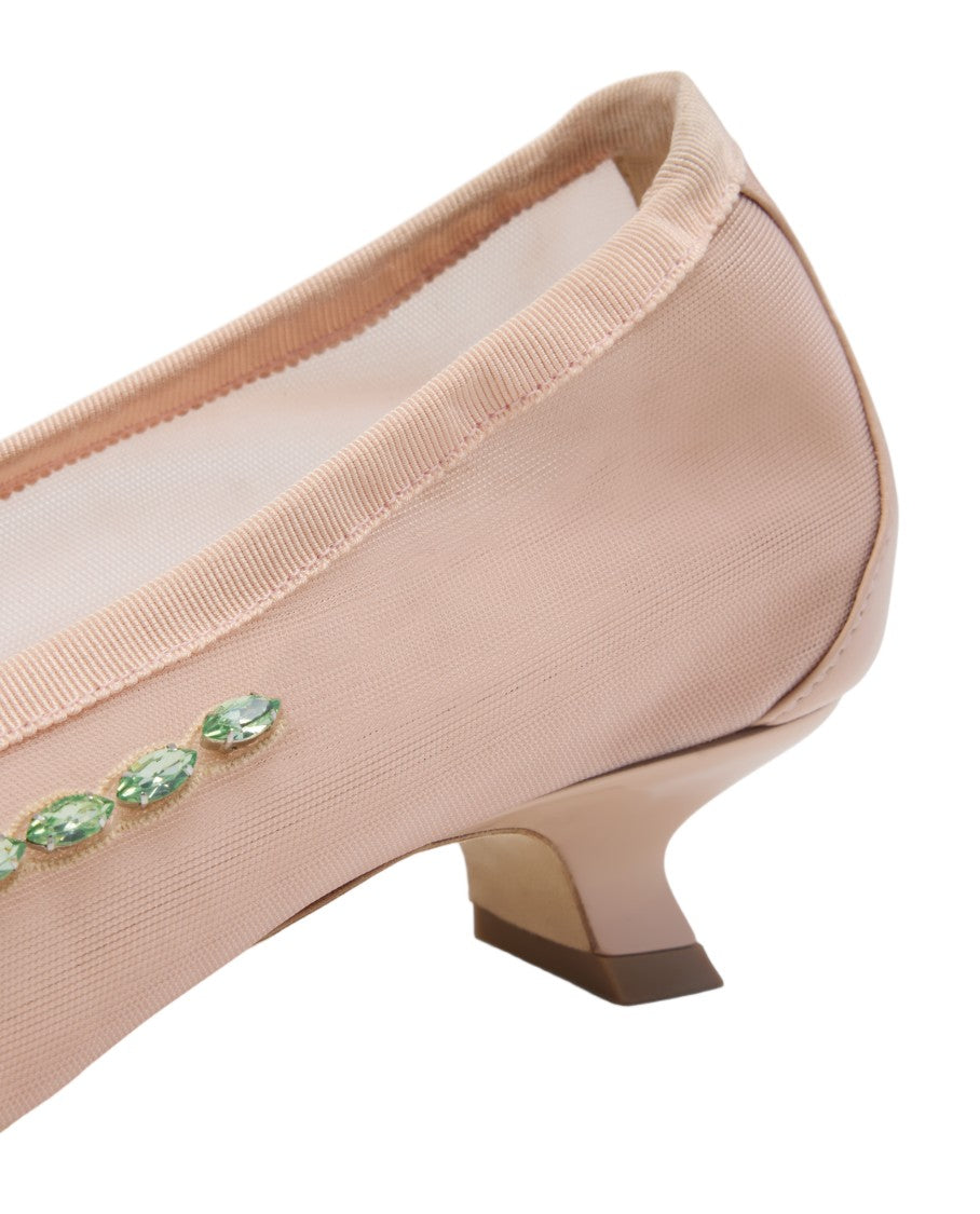 Simone Rocha Pointed-Toe Ballet Heels With Jewel Embellishments