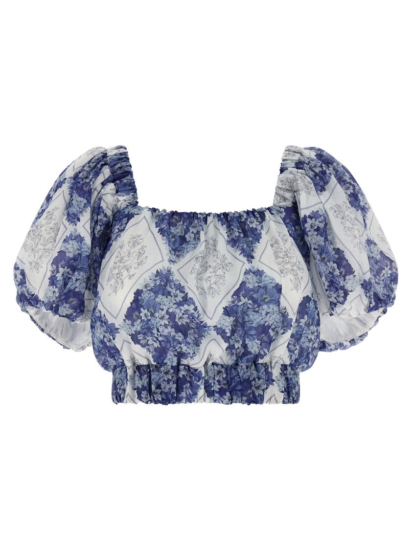 Twin-Set Floral-Patterned Ramie Blouse