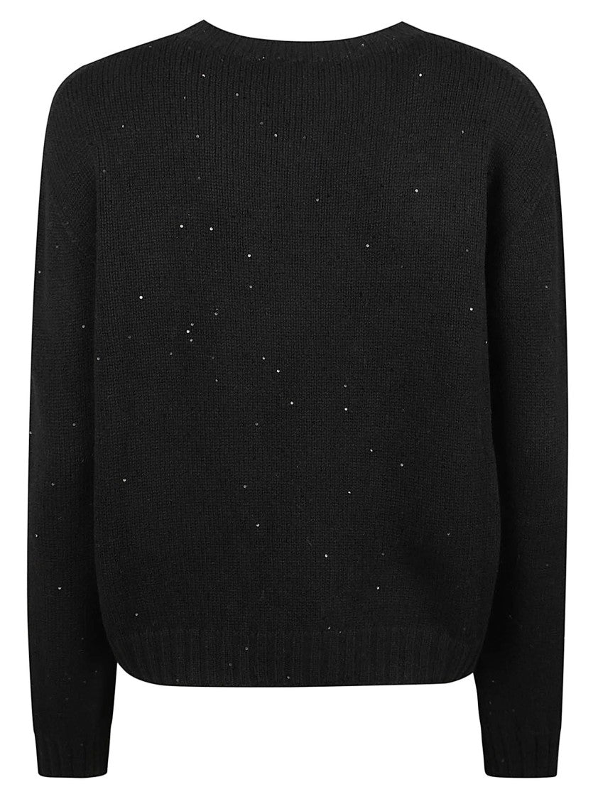 Edoardo Gori Cashmere F 5 Paillettes Cropped Sequined Wool-Cashmere Sweater