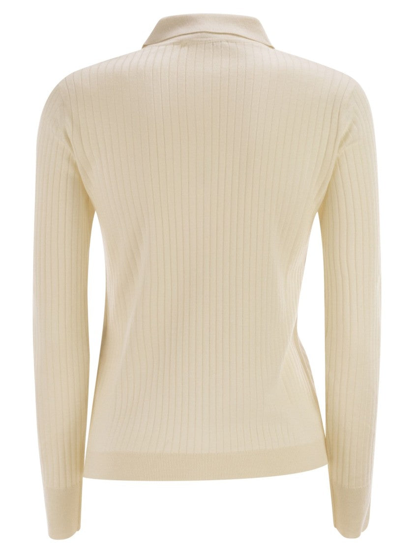 Max Mara Mxpgitano - Ribbed Knit Polo Shirt