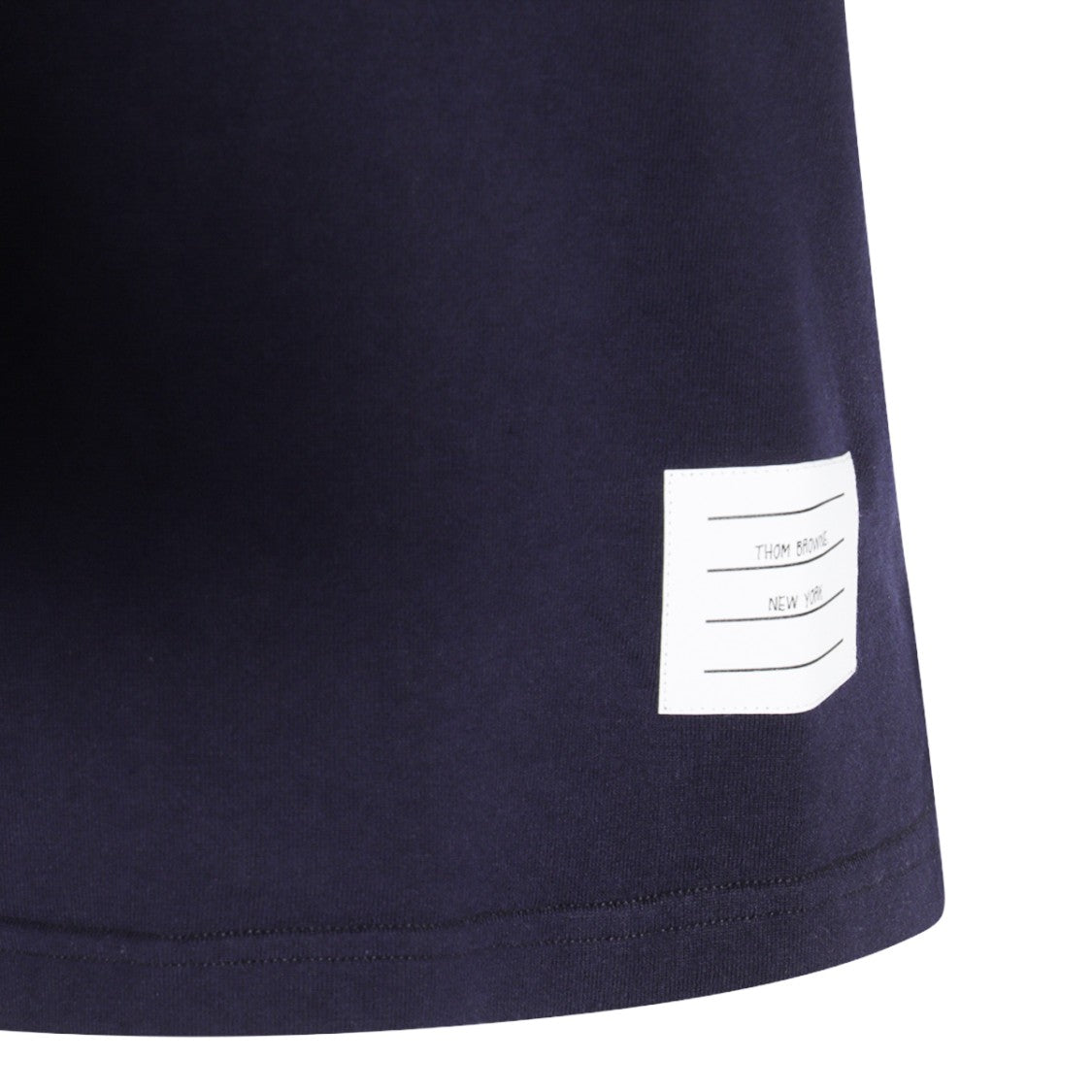 Thom Browne Navy Cotton T-Shirt With Distinctive Stripes