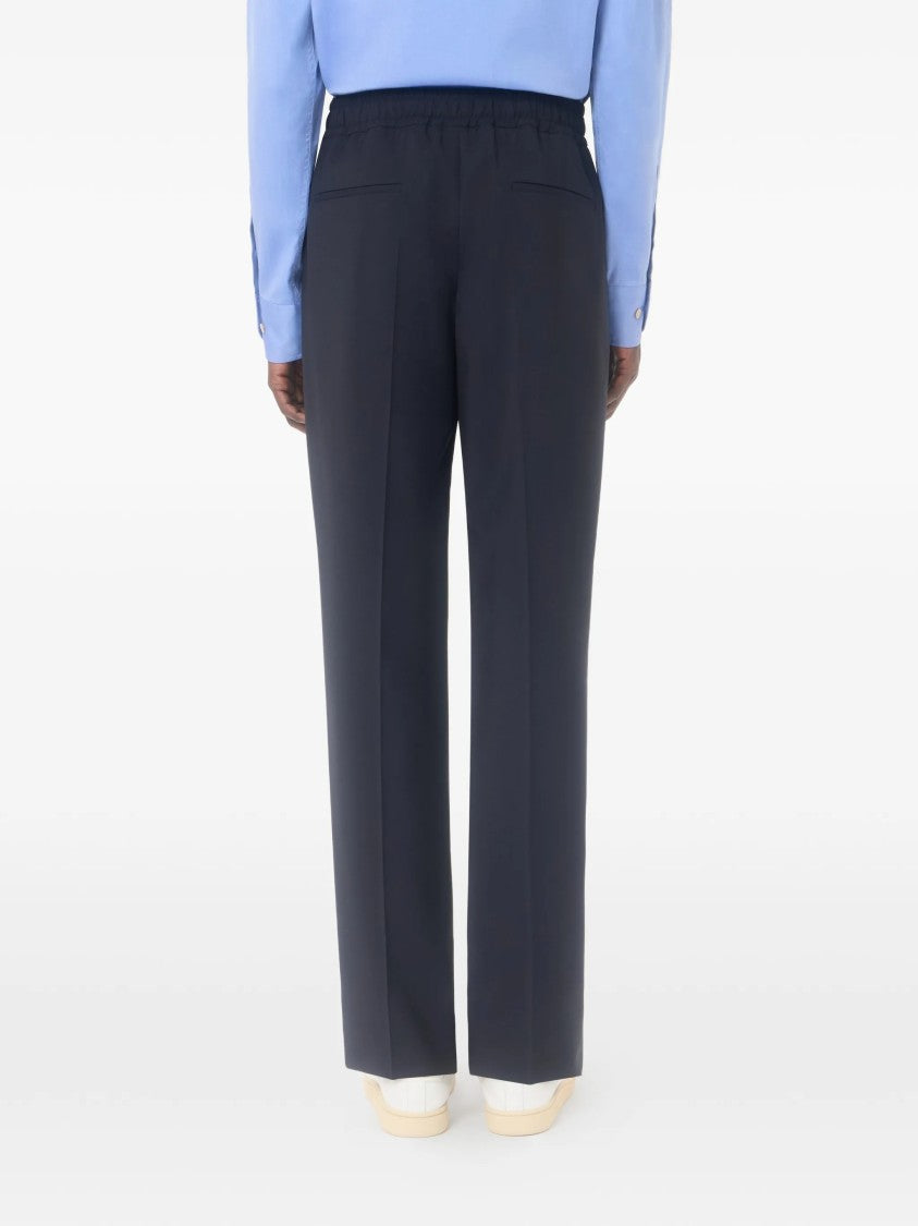 Valentino Tailored Black Mohair Pants With Embroidered Logo