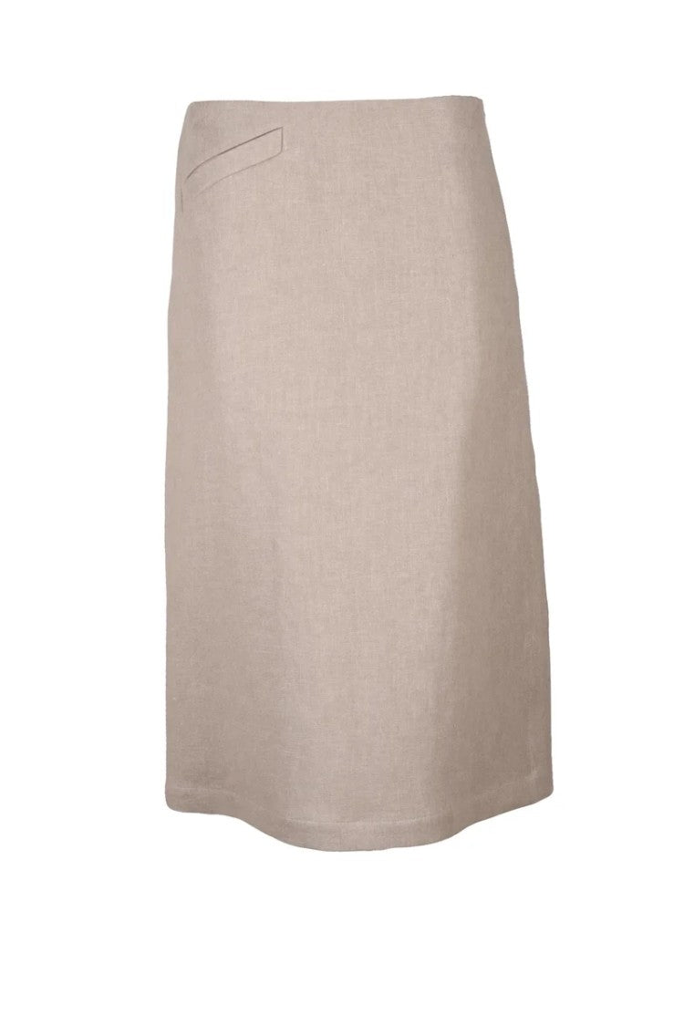 Fendi Anfora Linen Midi Skirt - Beige