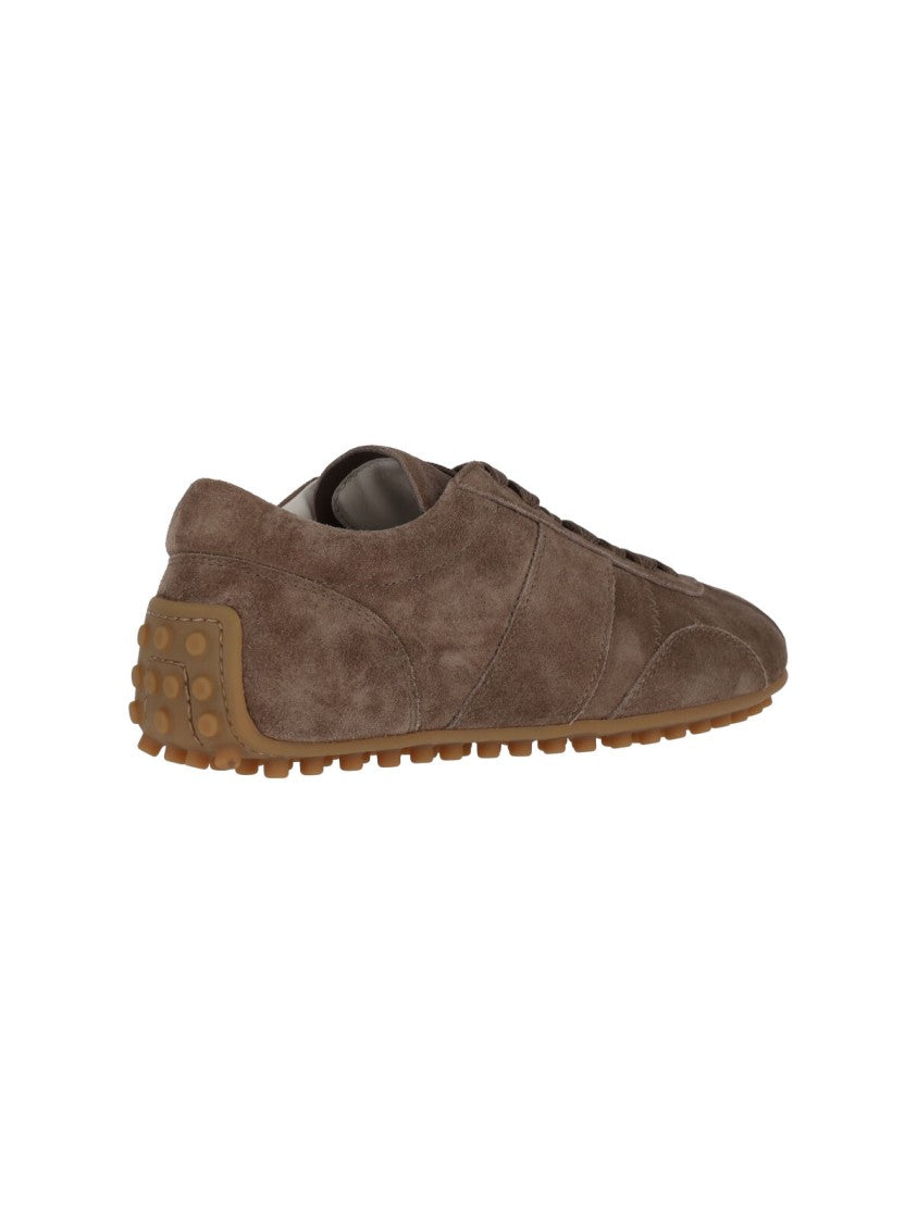 Tod's Brown Suede Low-Profile Sneakers With Tonal Stitching