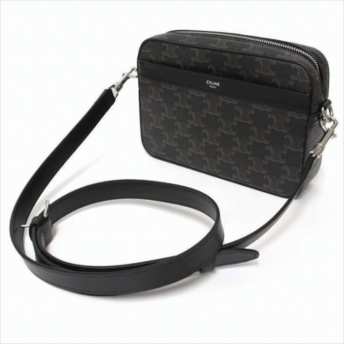 Celine Compact Rectangular Shoulder Bag With Logo Pattern And Calf Leather Accents