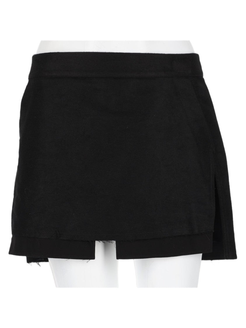 Rick Owens Layered Black Mini Skirt With Asymmetrical Hem And Fitted Waistband
