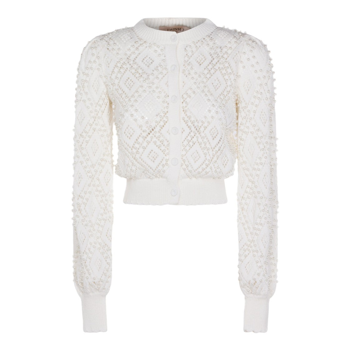 Twin-Set Textured Knit Sweaters With Ribbed Cuffs And Classic Crew Necklines