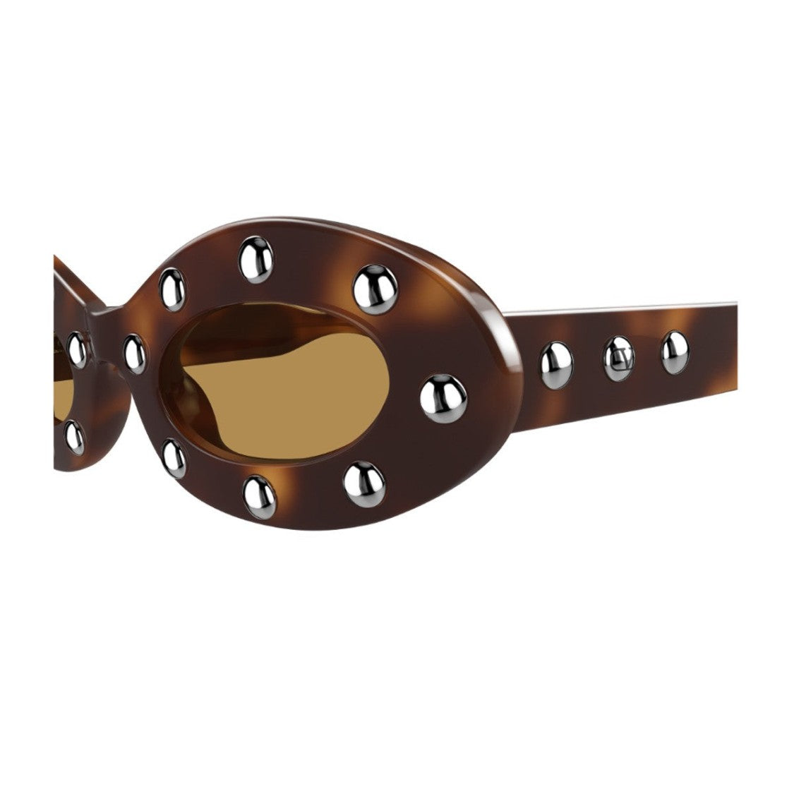 Valentino Havana Linea V Logo Recycled Acetate Ovale Sunglasses
