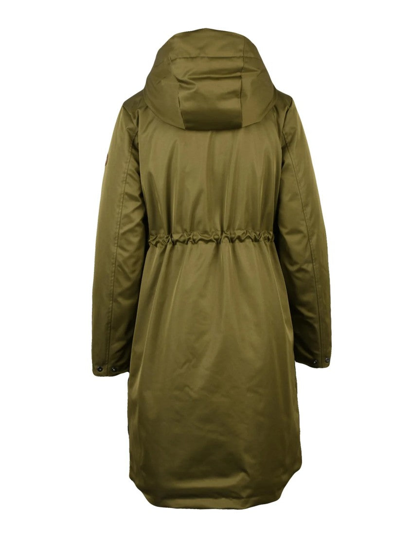 Save The Duck Military Green Padded Coat With Drawstring Waist And Flap Pockets