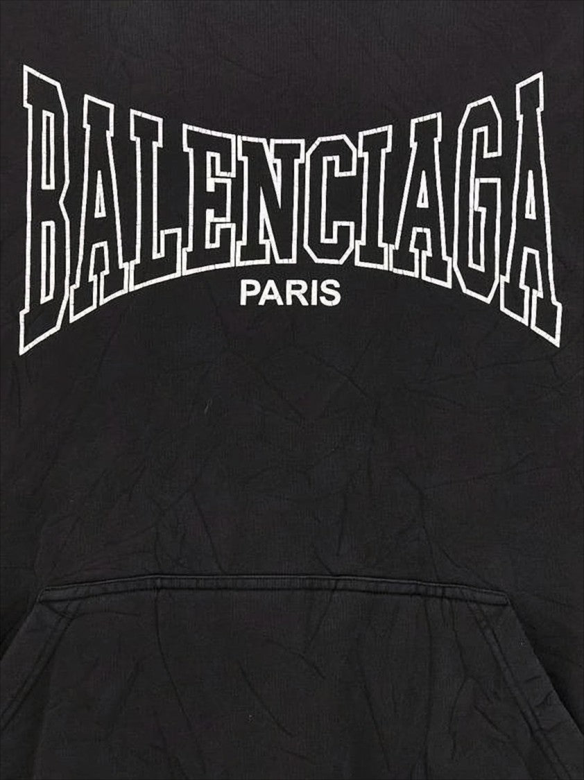 Balenciaga Relaxed Fit Black Cotton Hoodie