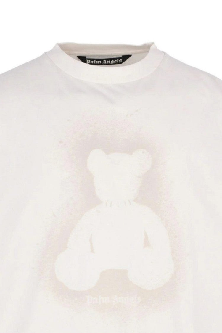 Palm Angels White Cotton Printed T-Shirt