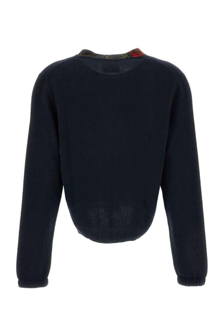 Barrie Black V-Neck Cropped Cashmere Cardigan