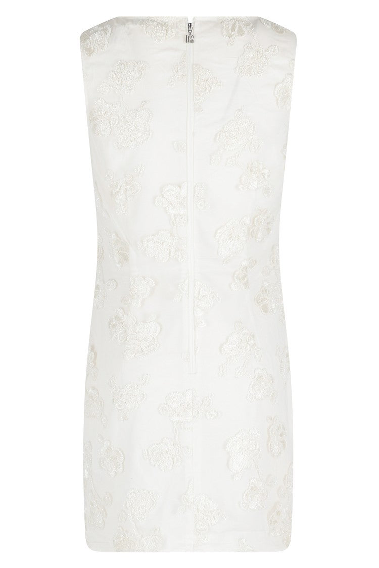 Rotate Cream Lace Beaded Floral Embellished Polyester Mini Dress