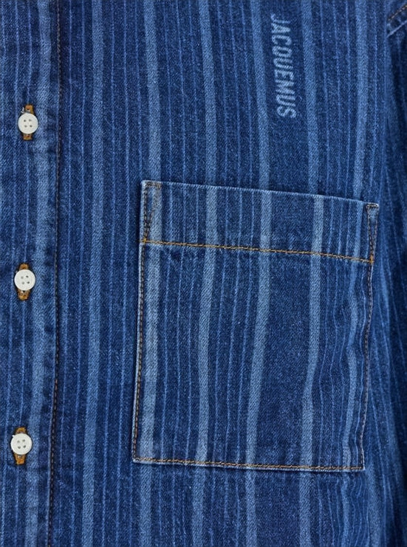 Jacquemus Relaxed-Fit Denim Shirt With Vertical Stripes