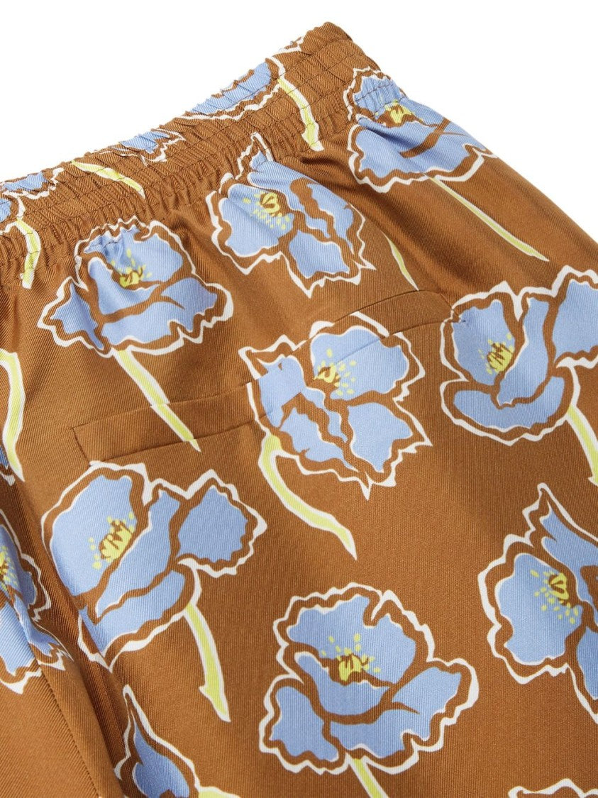 Versace Tobacco Brown Front Logo Print Shorts