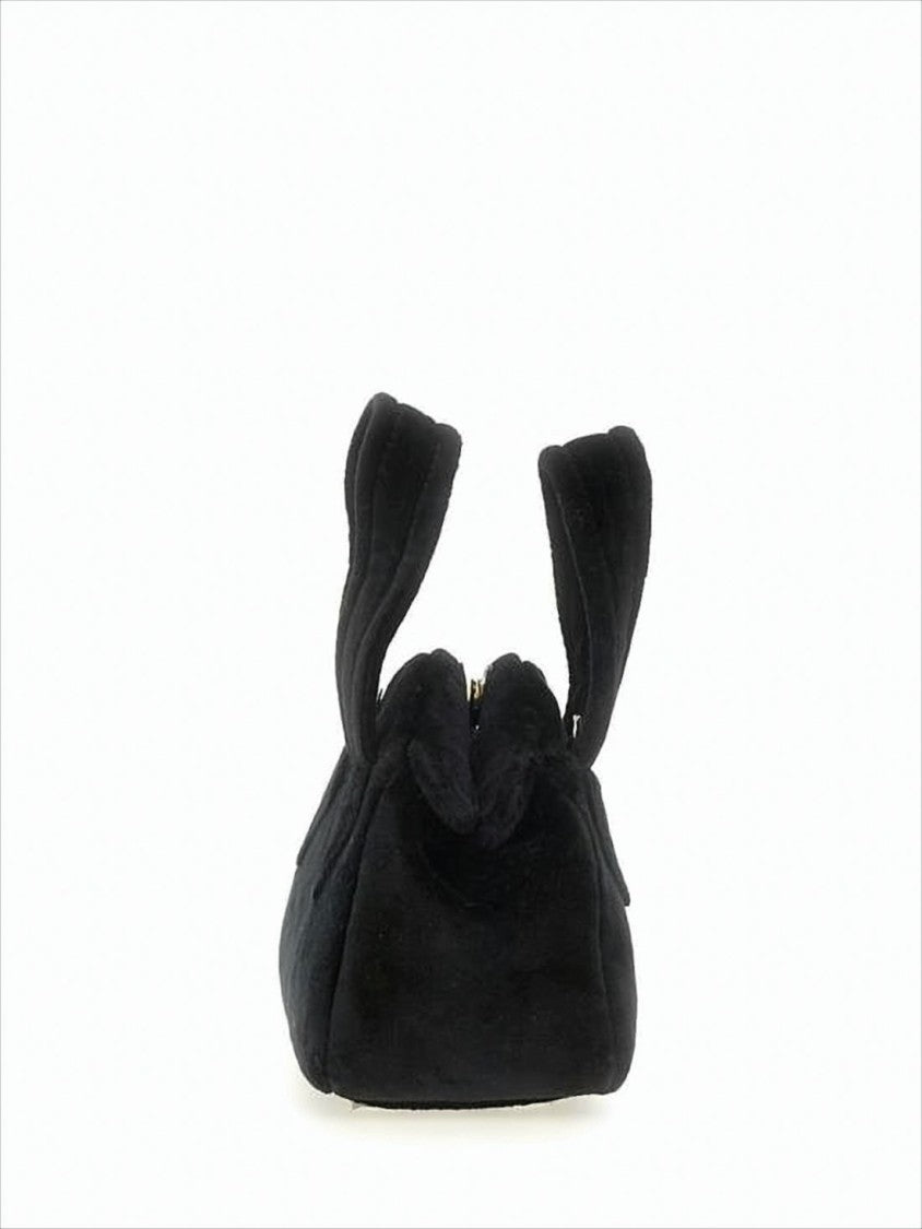 Vivienne Westwood Structured Black Cotton Crossbody Bag With Embroidered Emblem