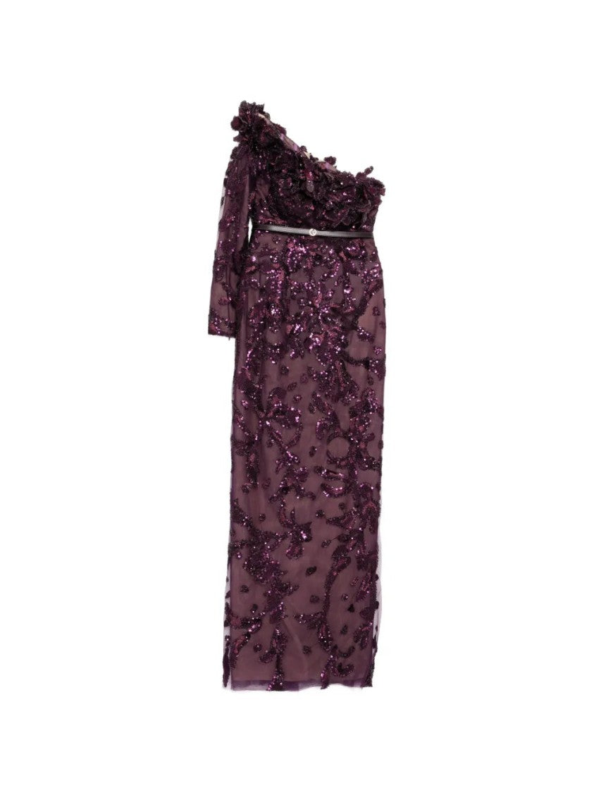 Saiid Kobeisy One-Shoulder Embroidered Tulle Dress