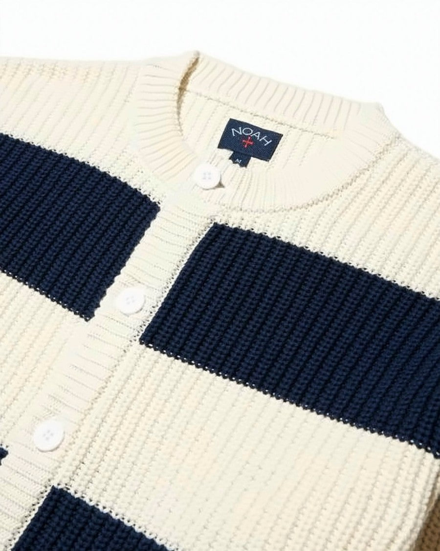 Noah Chunky Striped Knit Cardigan With Button-Down Front