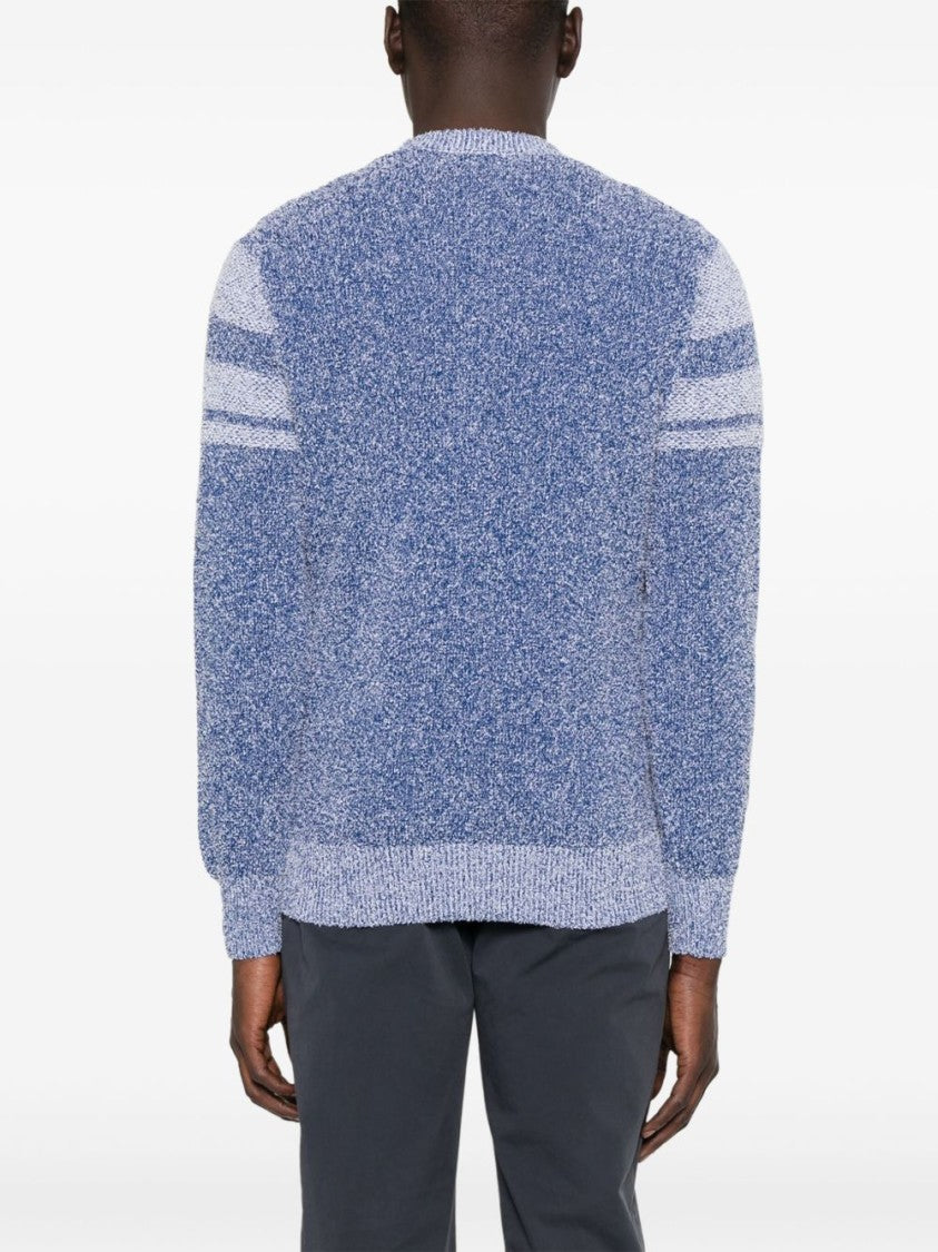 Malo Crewneck Sweater With Terry-Effect Melange Knit