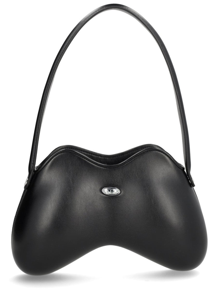 Diesel Black Curved Metallic Emblem Shoulder Bag