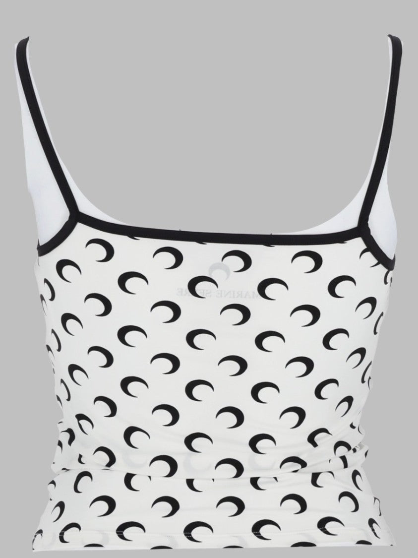 Marine Serre White Crescent Moon Trim Tank Top
