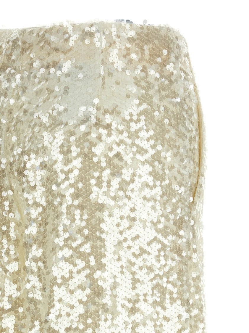 Alberta Ferretti Gold Sequin-Embellished Wide-Leg Pants