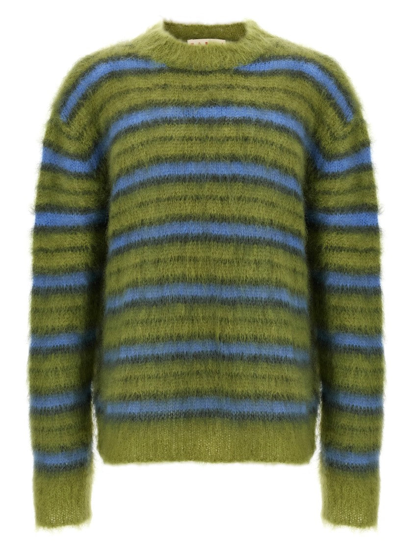 Marni Brushed Mohair Sweater With Multicolor Stripe Pattern