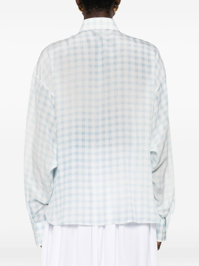 Ermanno Scervino Lightweight Semi-Sheer Checkered Shirt In 100% Silk