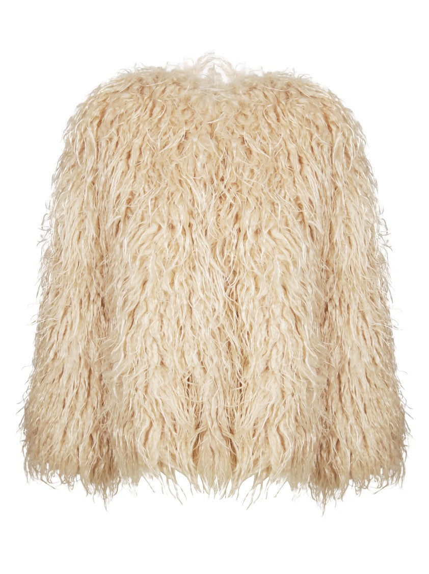 Forte Forte Short Kimono-Inspired Jacket In Eco-Friendly Mongolian Faux Fur