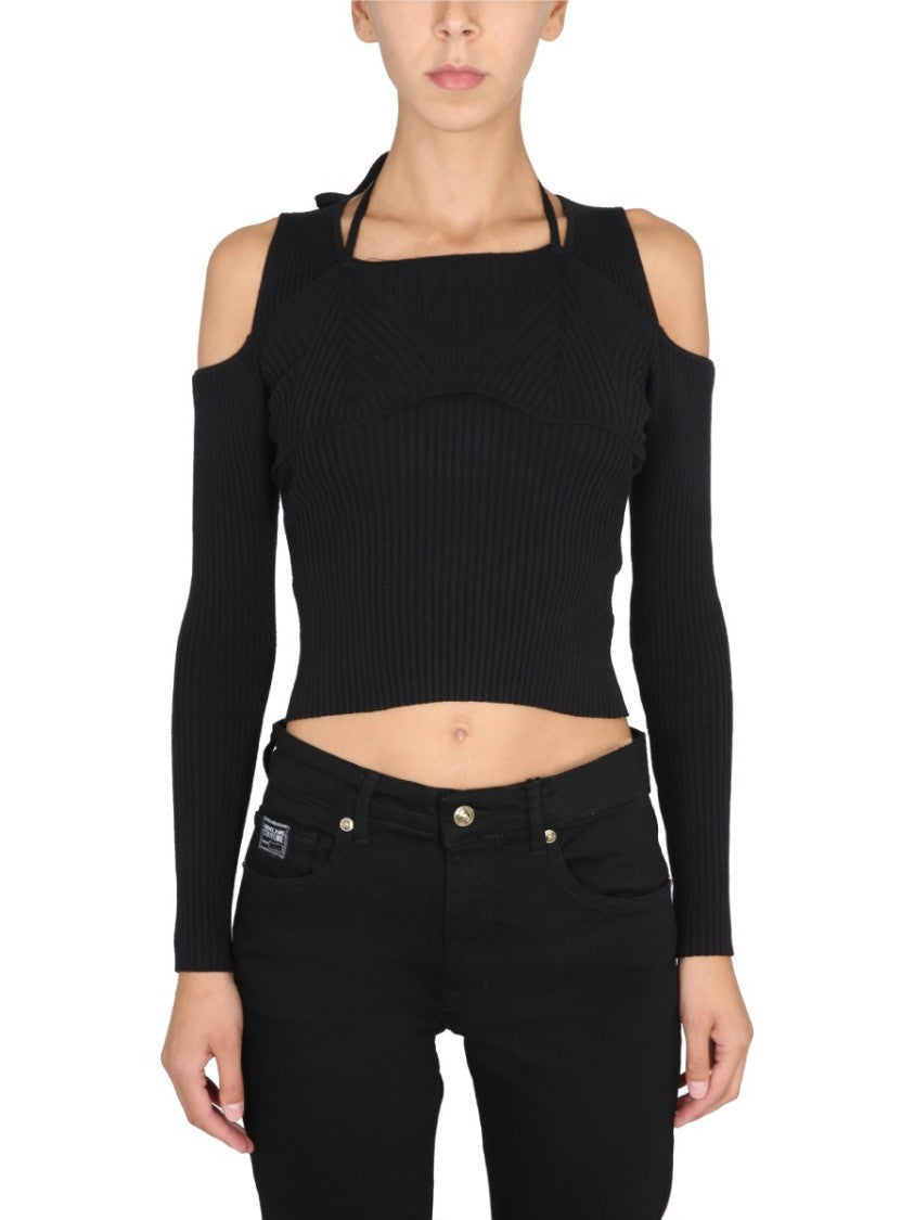 Versace Jeans Couture Fitted Ribbed Knit Top