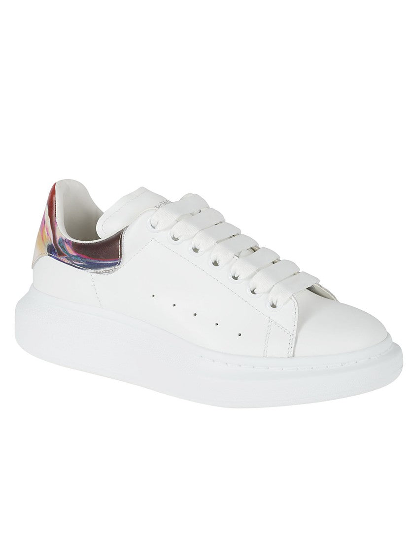 Alexander Mcqueen White Sneakers With Colorful Heel Accent