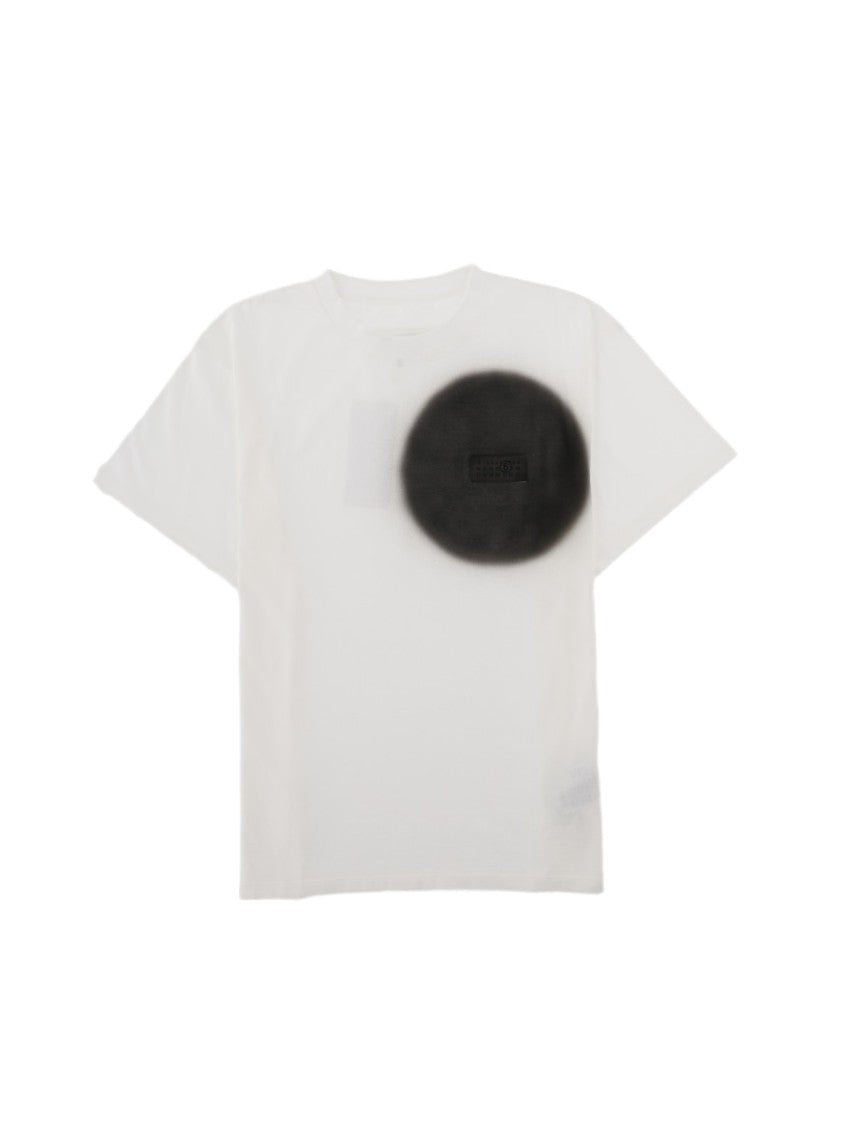 Mm6 By Maison Margiela Short-Sleeved White T-Shirt With Bold Black Patch