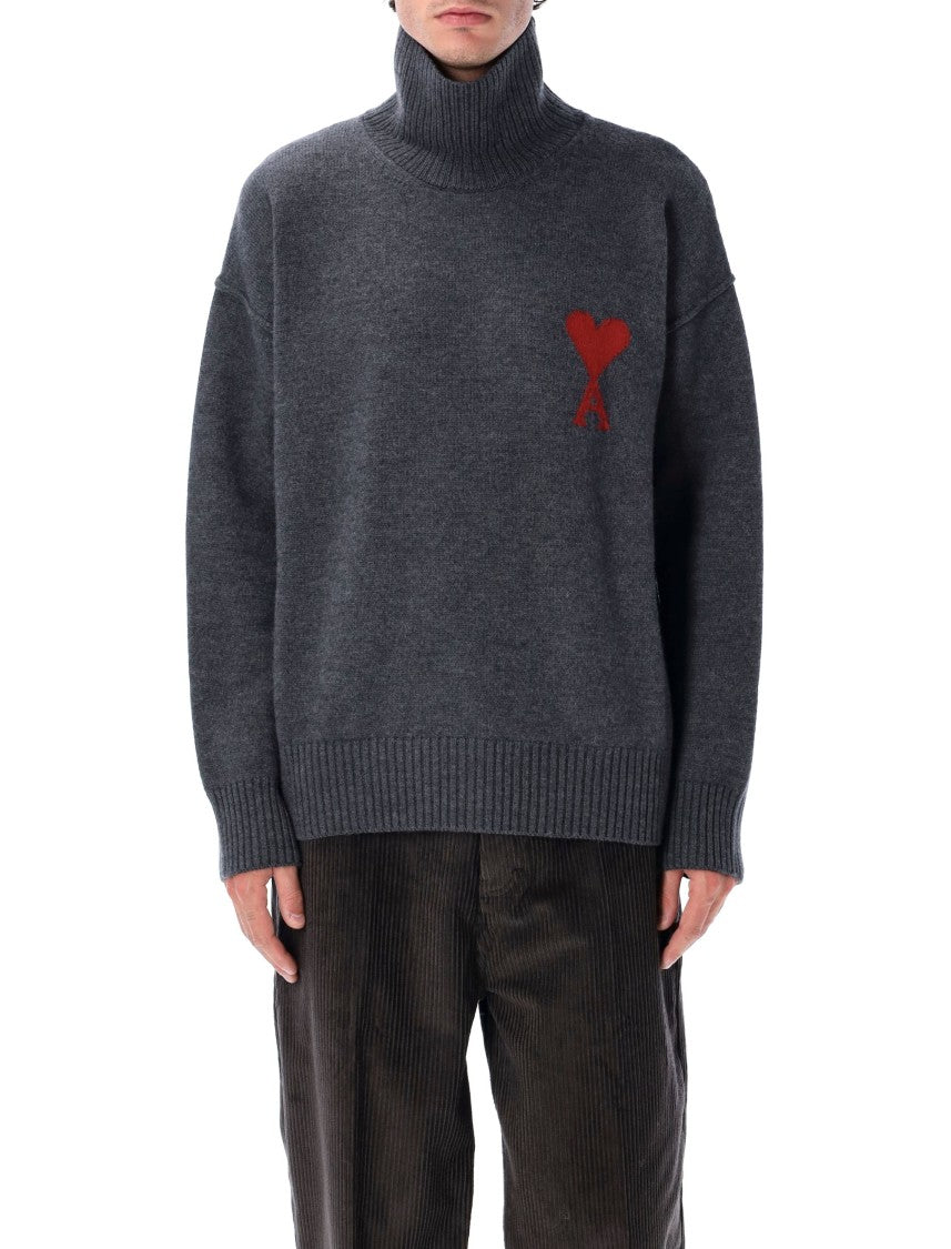 Ami Paris Red Adc High Neck Sweater
