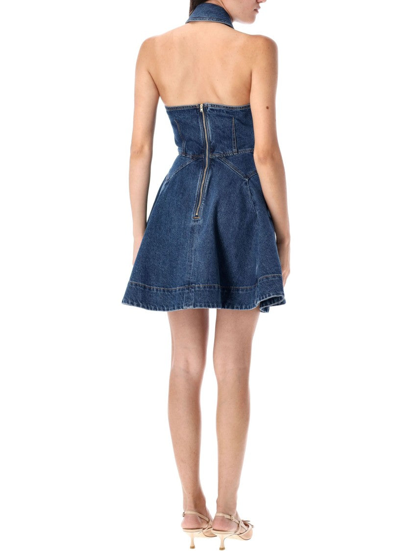 Self-Portrait Denim Sleevles Mini Dress