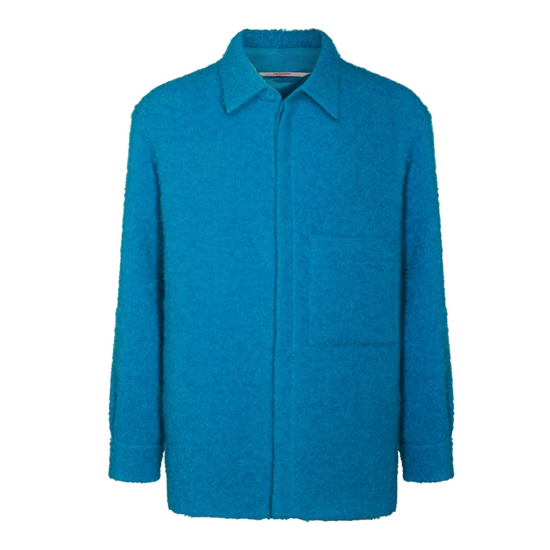 Valentino Blue Wool Down Jacket With Classic Design Elements