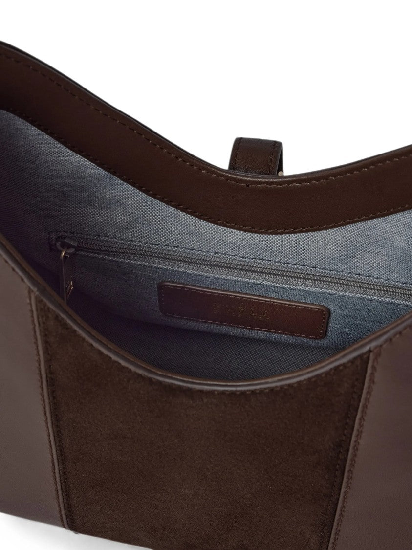 Furla Brown Hobo Bag With Suede Panel And Gold-Tone Closure
