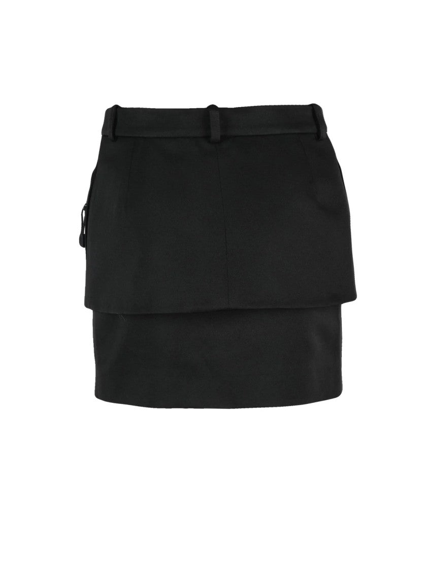 Coperni Black Layered Recycled Polyester Mini Skirt