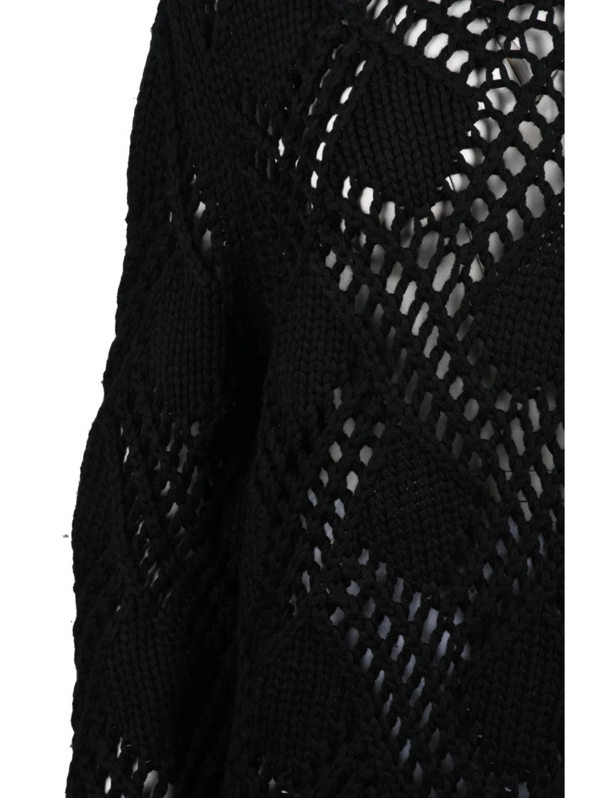 Jil Sander Virgin Wool Cable Knit Sweater With Textured Openwork Details