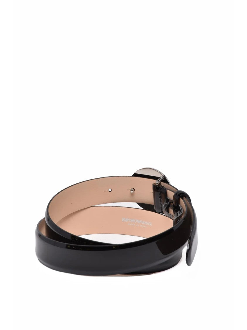 Emporio Armani Black Polyester Patent Belt