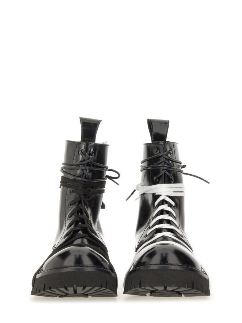 Moschino High-Shine Lace-Up Boots