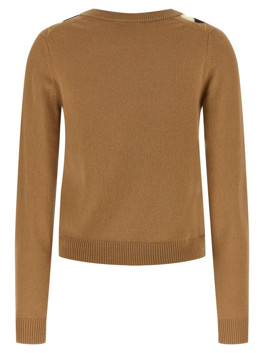 Ganni Diamond-Pattern Cashmere Blend Cardigan