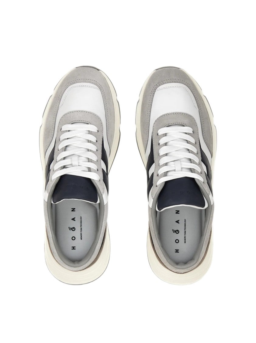 Hogan Grey Suede And White Leather Sneakers